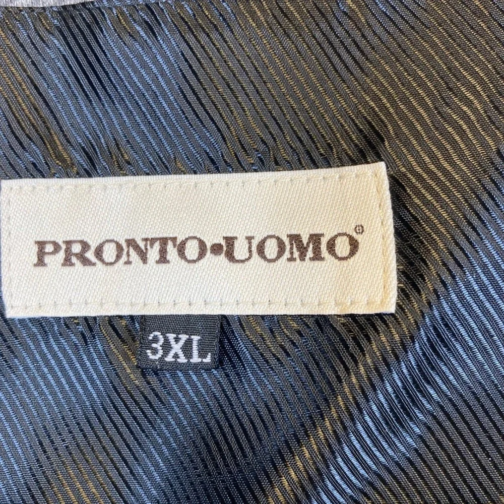 Pronto Uomo Mens 3XL Silver Black Pattern Formal Suit Vest Waistcoat 5-Button